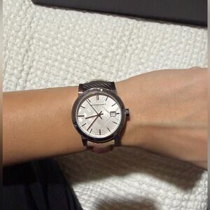 Burberry Tan and Brown Leather Watch Strap